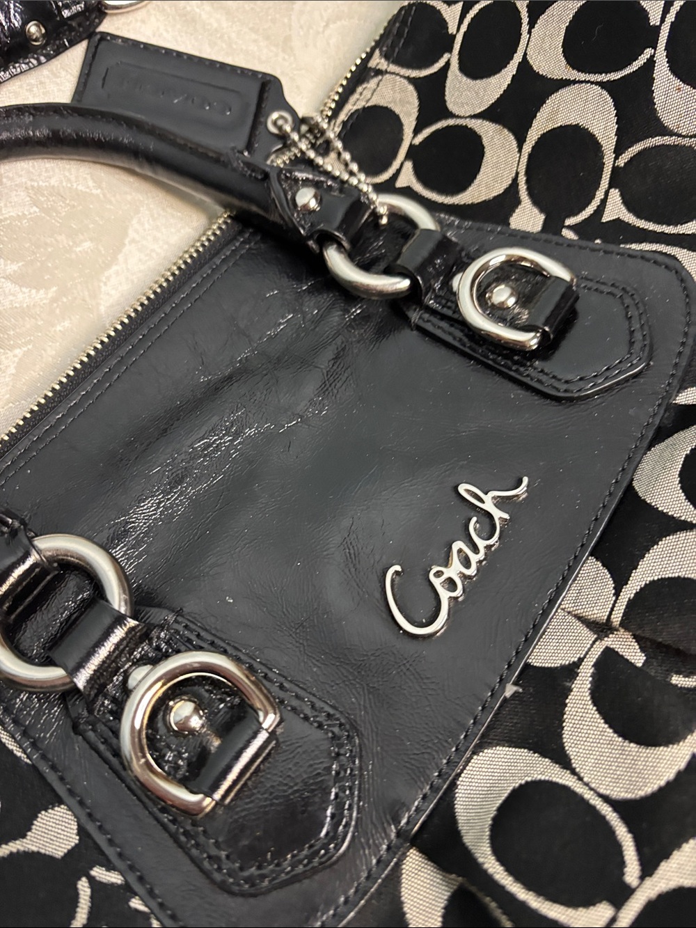 Coach handbag with removable shoulder strap